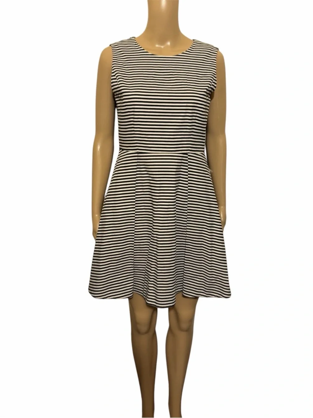 Kate Spade Black White Striped Fit & Flare Skater Dress Sleeveless Chic